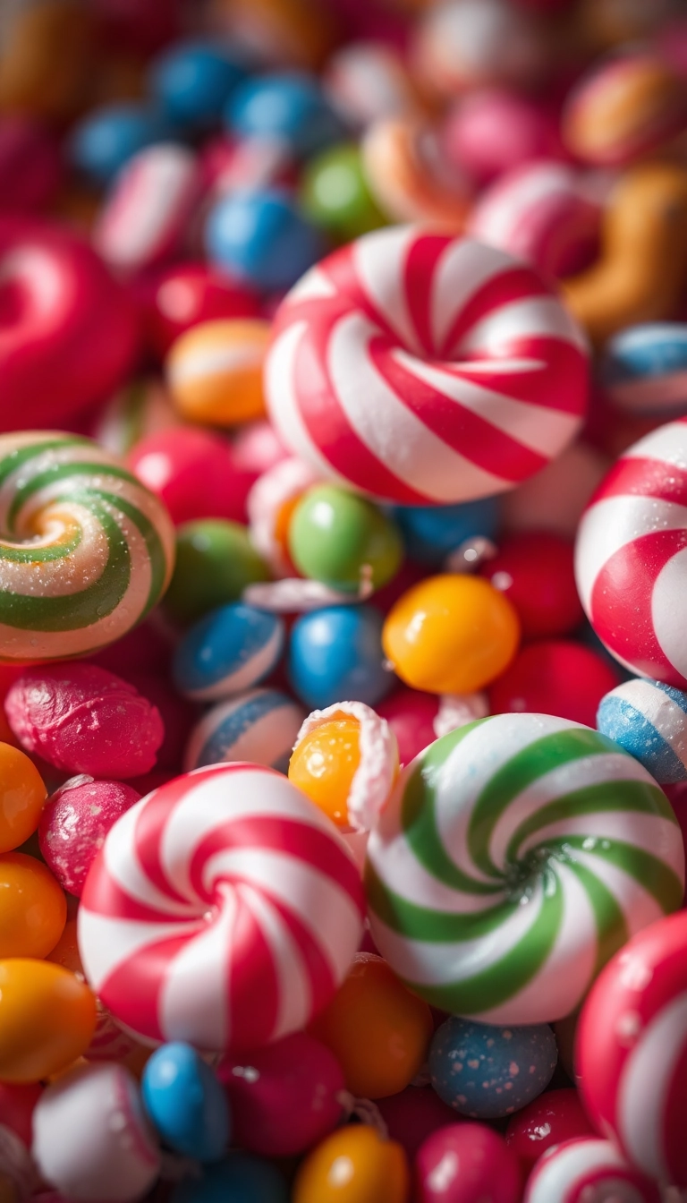 Best Bright AI Mixed Candies Close Up Phone Luxurious Wallpaper